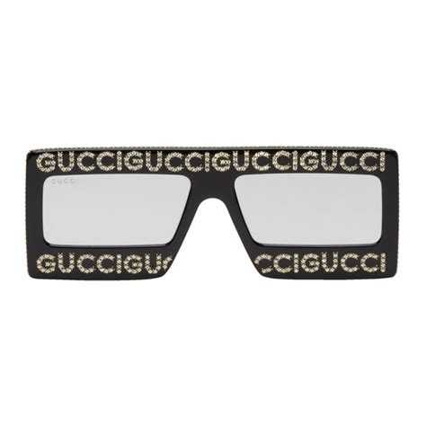 gucci black strass logo sunglasses|black Gucci sunglasses brand new.